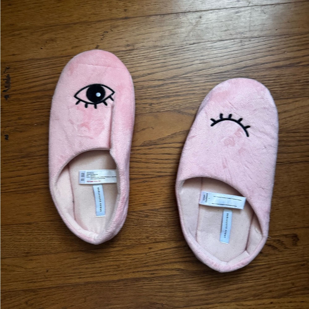 Pink Slippers with Eye Design